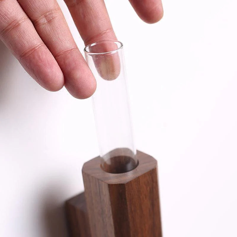 Minimalist Slimline Wooden Wall Mounted Vase