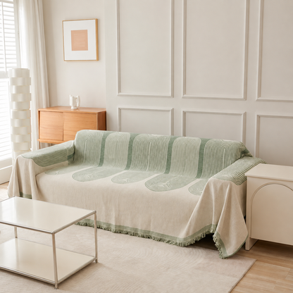 Pistachio Green Geometric Chenille Throw