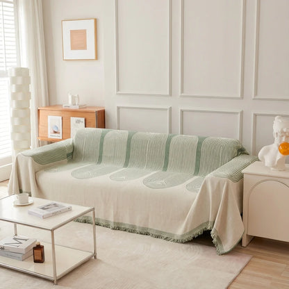 Pistachio Green Geometric Chenille Throw