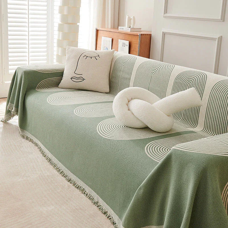 Pistachio Green Geometric Chenille Throw
