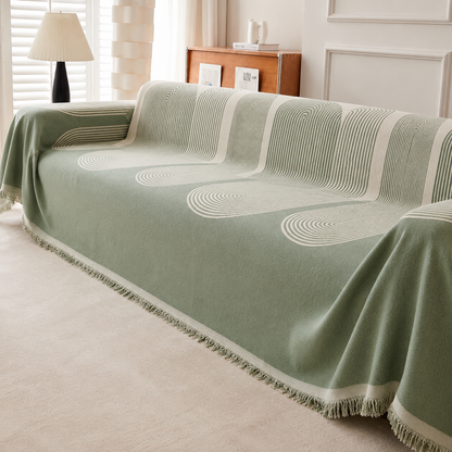 Pistachio Green Geometric Chenille Throw