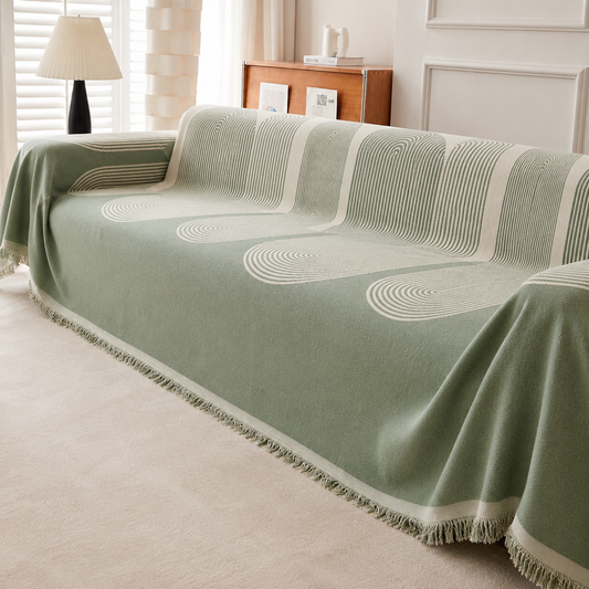 Pistachio Green Geometric Chenille Throw