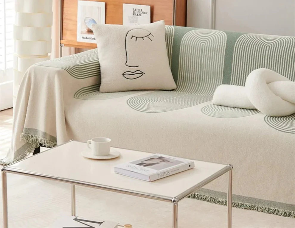 Pistachio Green Geometric Chenille Throw