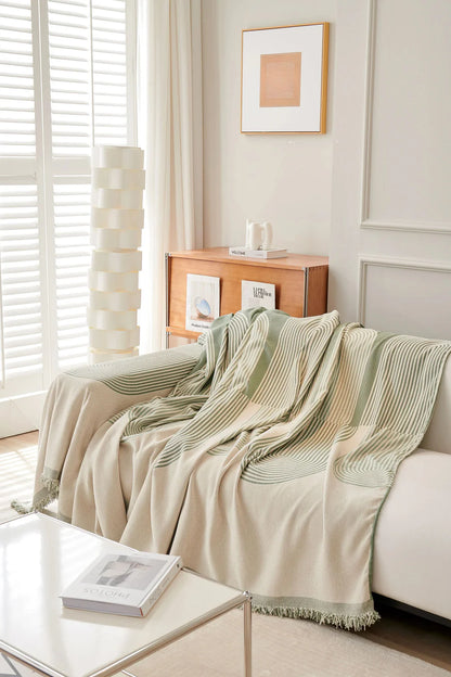 Pistachio Green Geometric Chenille Throw