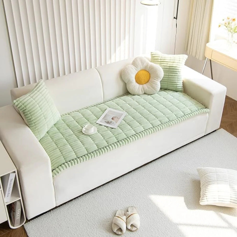 Quilted Plush Sofa Seat Protector Pad