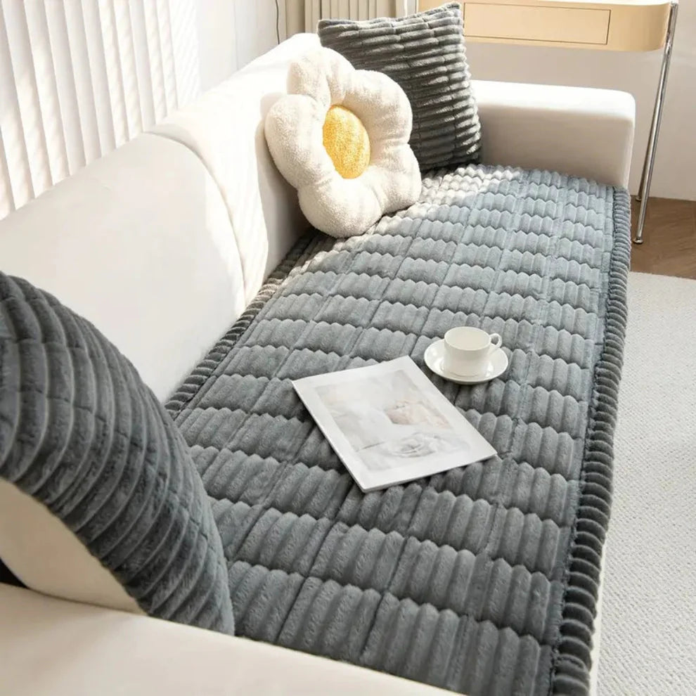 Quilted Plush Sofa Seat Protector Pad