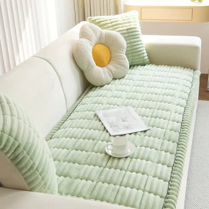 Quilted Plush Sofa Seat Protector Pad