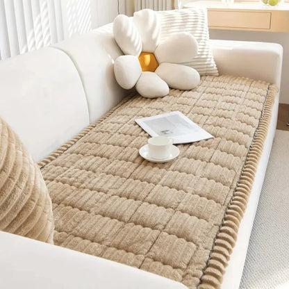 Quilted Plush Sofa Seat Protector Pad