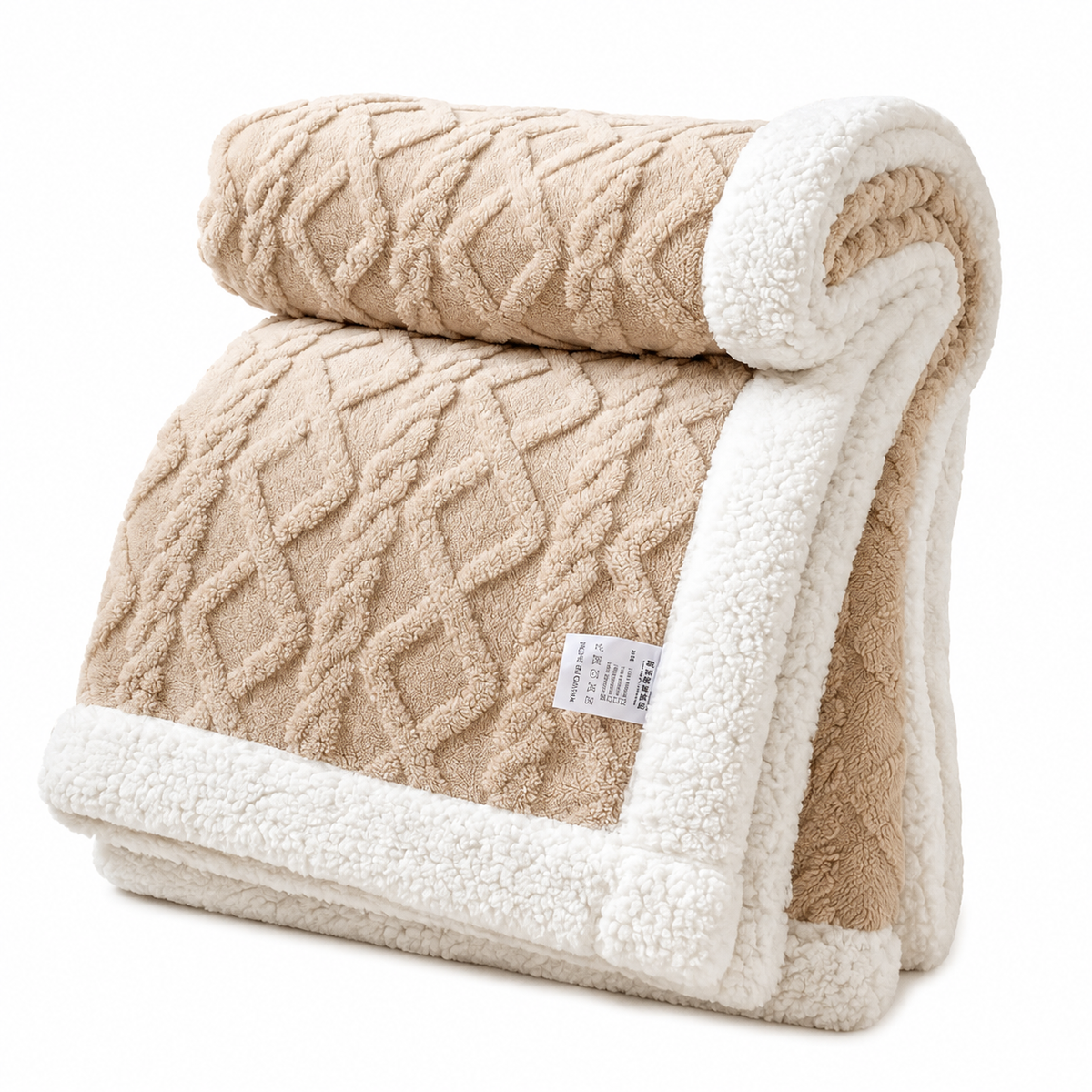 Reversible Cable-Knit Sherpa Fleece Throw Blanket