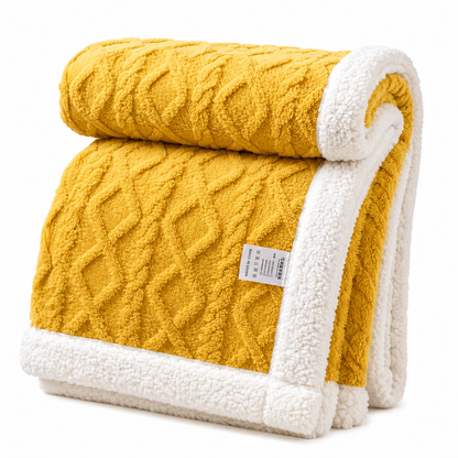 Reversible Cable-Knit Sherpa Fleece Throw Blanket