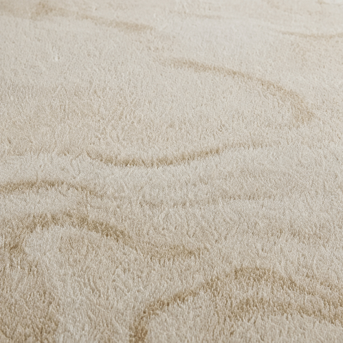 Round Beige Marbled Area Rug