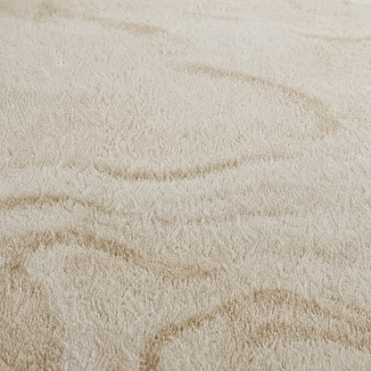 Round Beige Marbled Area Rug