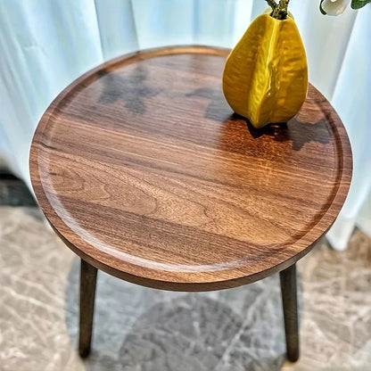 Round Wooden Tray-Top Side Table