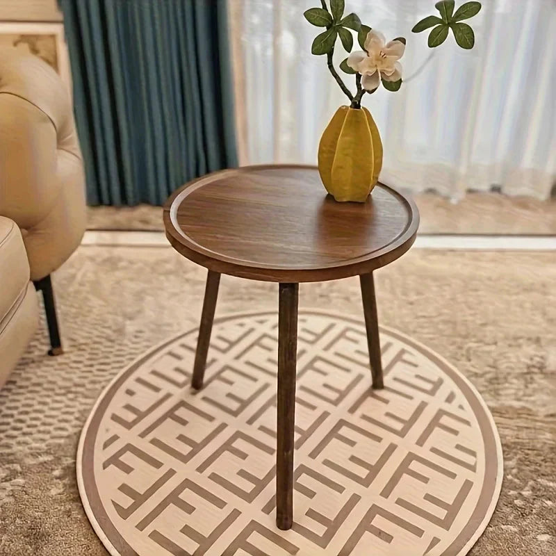 Round Wooden Tray-Top Side Table