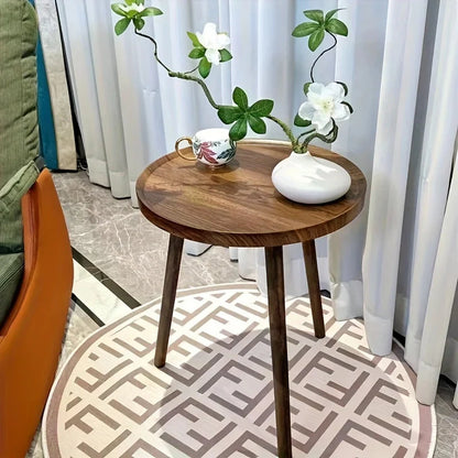 Round Wooden Tray-Top Side Table