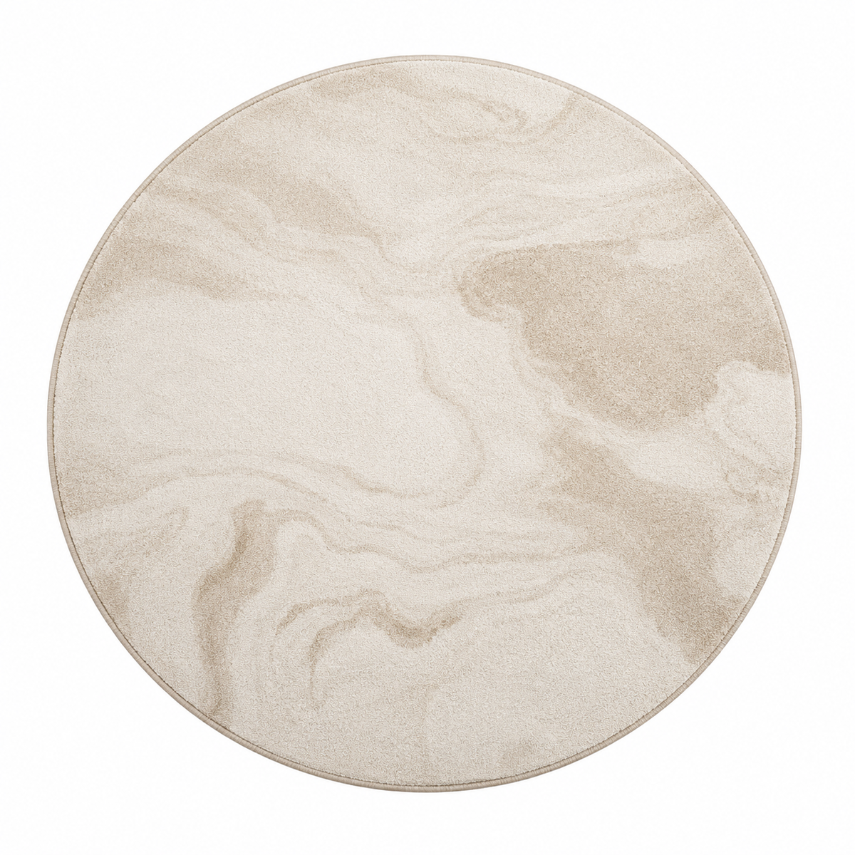 Round Beige Marbled Area Rug