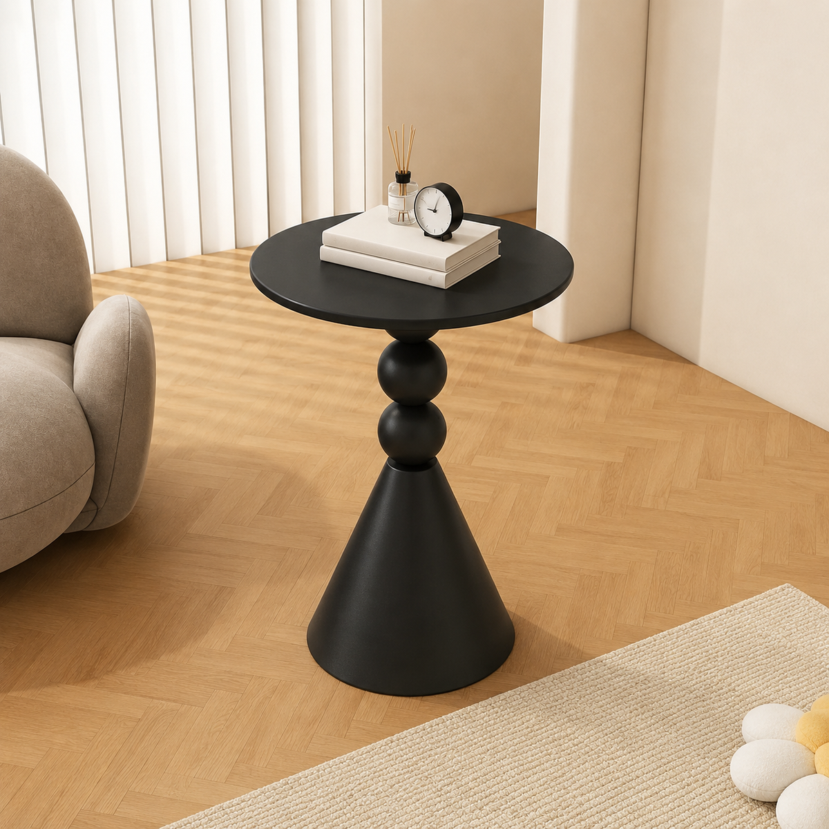 Round Geometric Sculptural Side Table