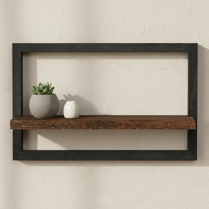 Rustic Wood and Metal Floating Shelf