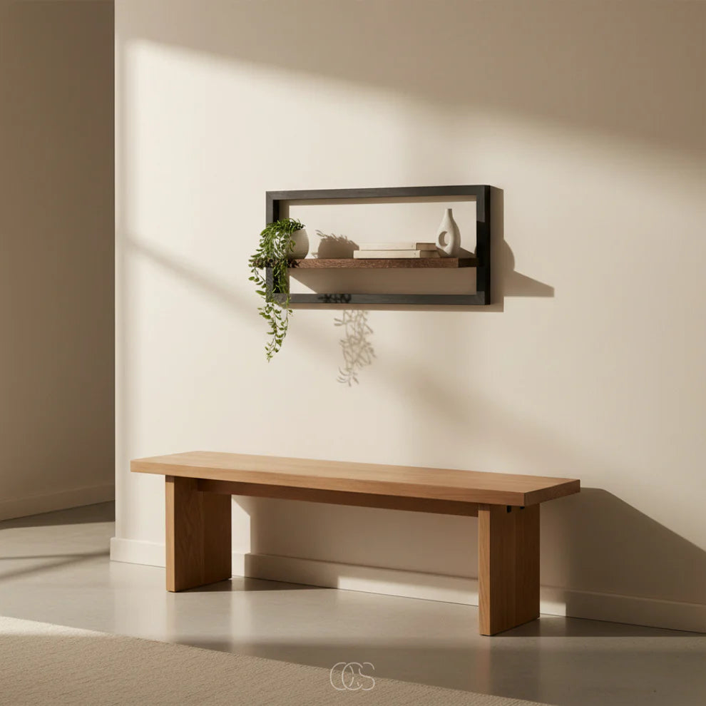Rustic Wood and Metal Floating Shelf