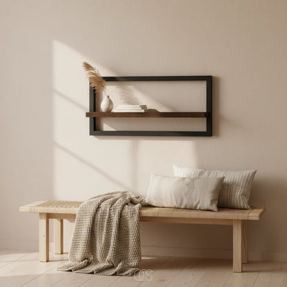 Rustic Wood and Metal Floating Shelf