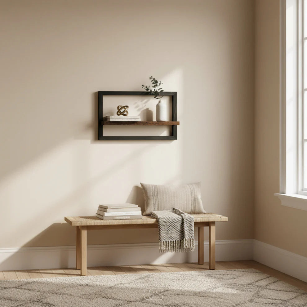 Rustic Wood and Metal Floating Shelf