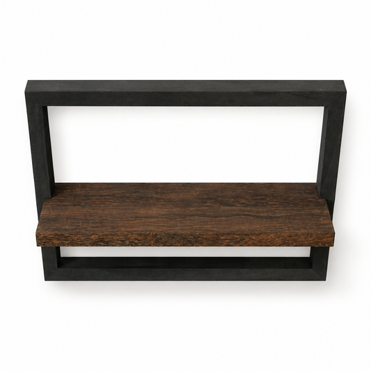 Rustic Wood and Metal Floating Shelf