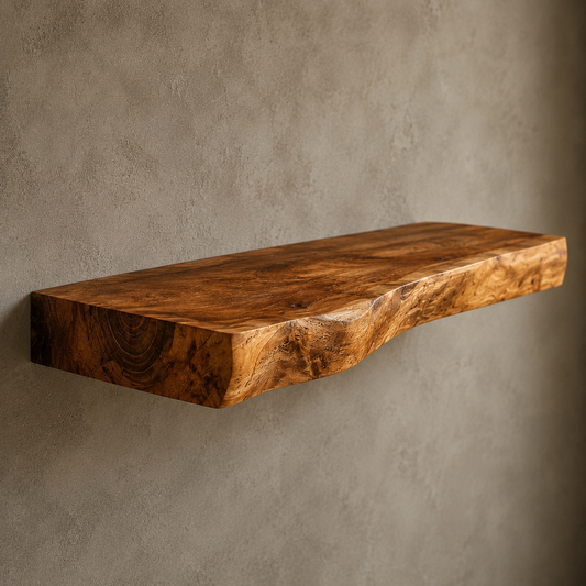 Solid Walnut Live Edge Floating Shelf