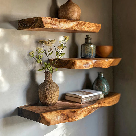 Solid Walnut Live Edge Floating Shelf