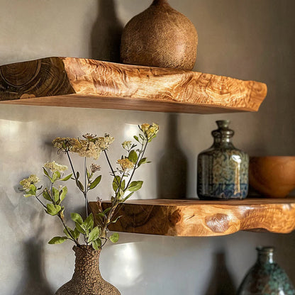 Solid Walnut Live Edge Floating Shelf