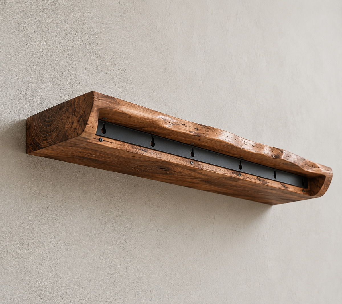 Solid Walnut Live Edge Floating Shelf