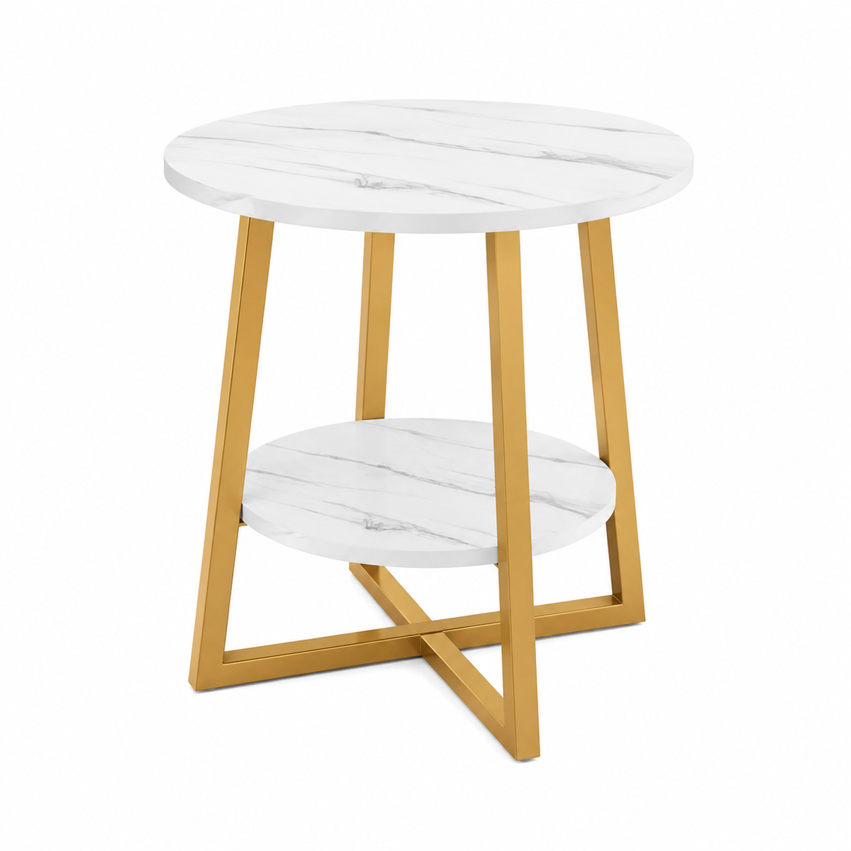 Two-Tier Faux Marble Side Table