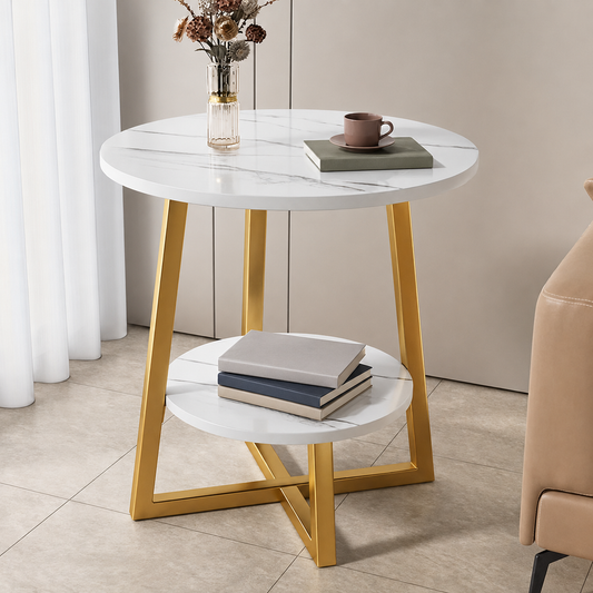 Two-Tier Faux Marble Side Table