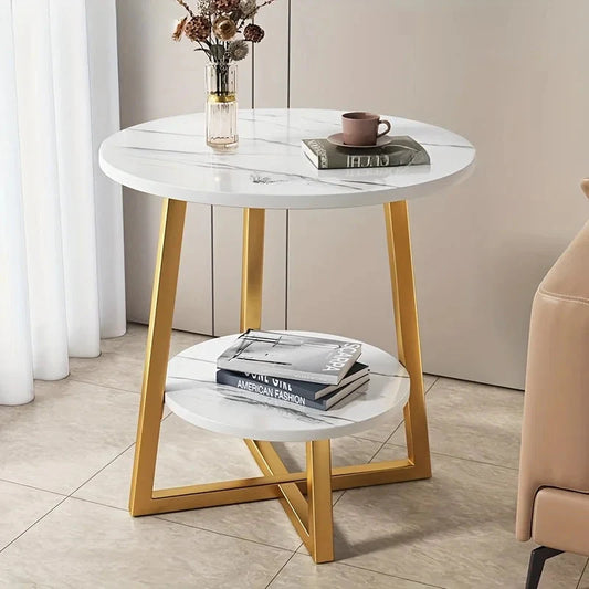 Two-Tier Faux Marble Side Table