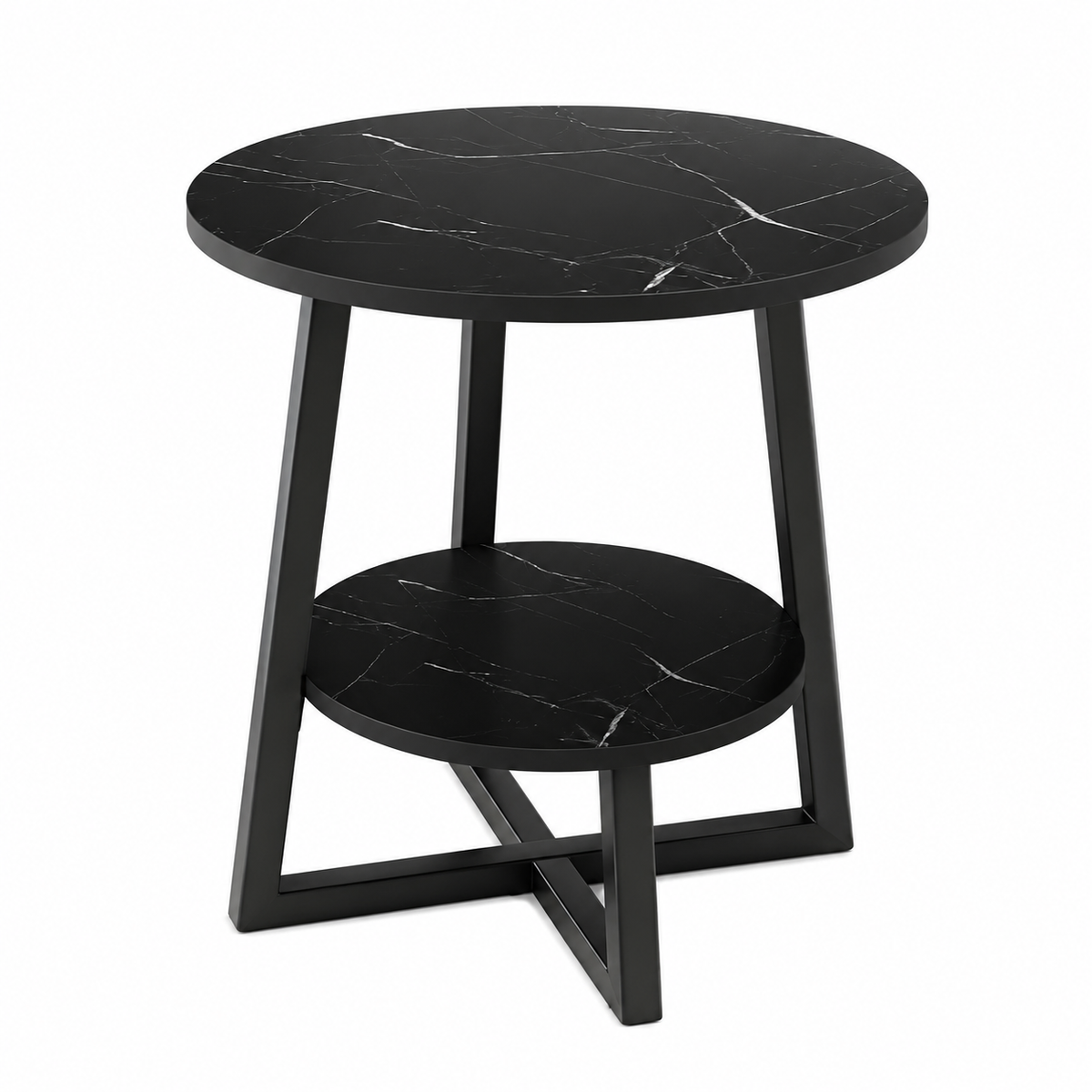 Two-Tier Faux Marble Side Table
