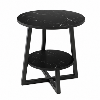 Two-Tier Faux Marble Side Table