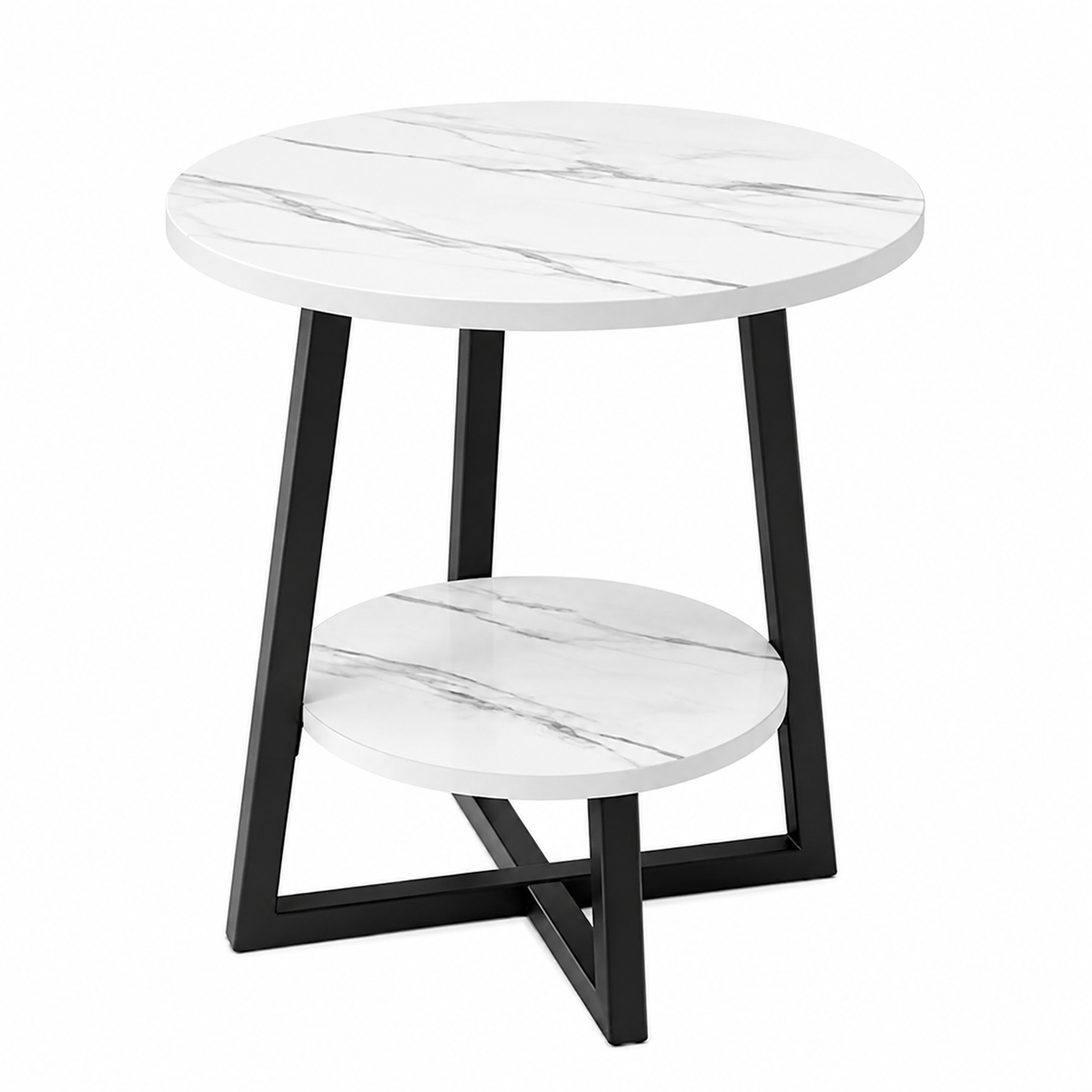 Two-Tier Faux Marble Side Table