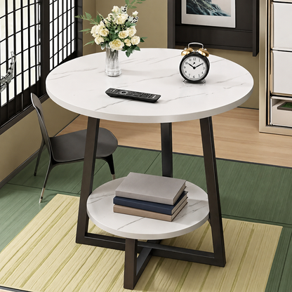 Two-Tier Faux Marble Side Table