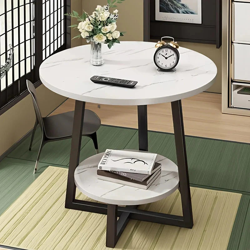 Two-Tier Faux Marble Side Table