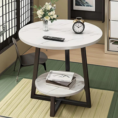 Two-Tier Faux Marble Side Table