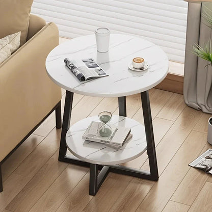 Two-Tier Faux Marble Side Table