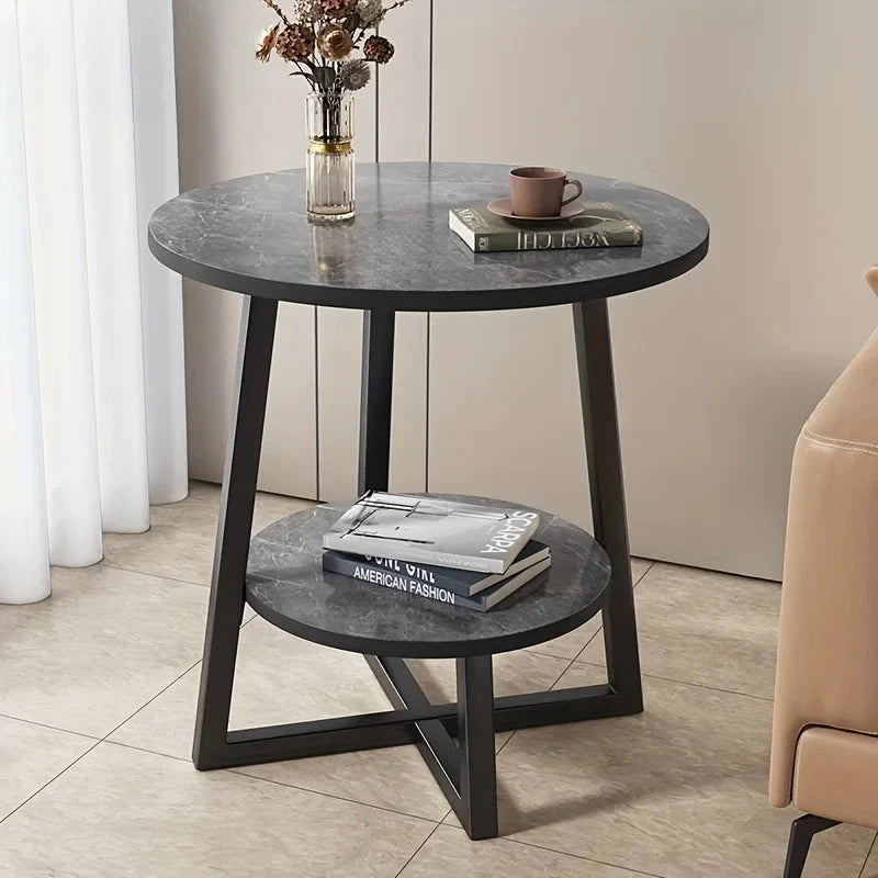 Two-Tier Faux Marble Side Table