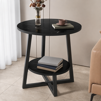 Two-Tier Faux Marble Side Table