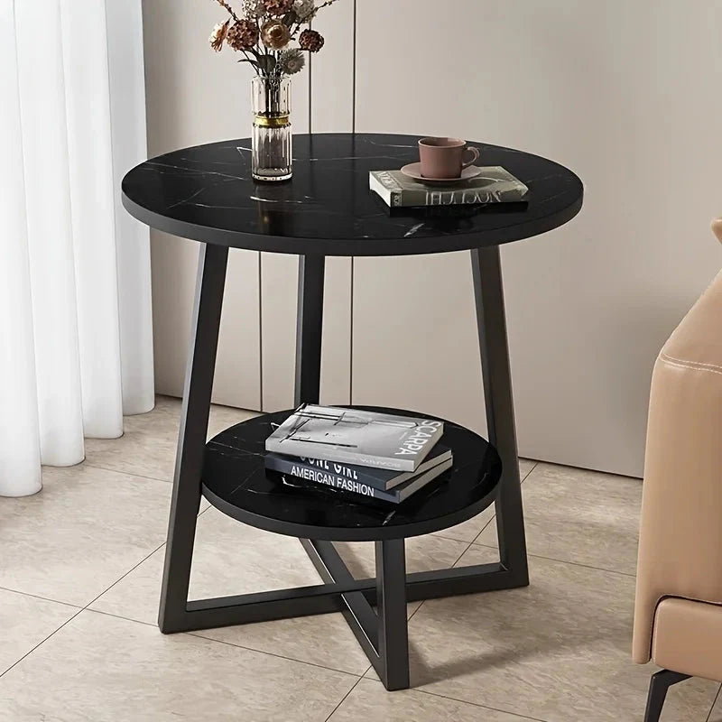 Two-Tier Faux Marble Side Table