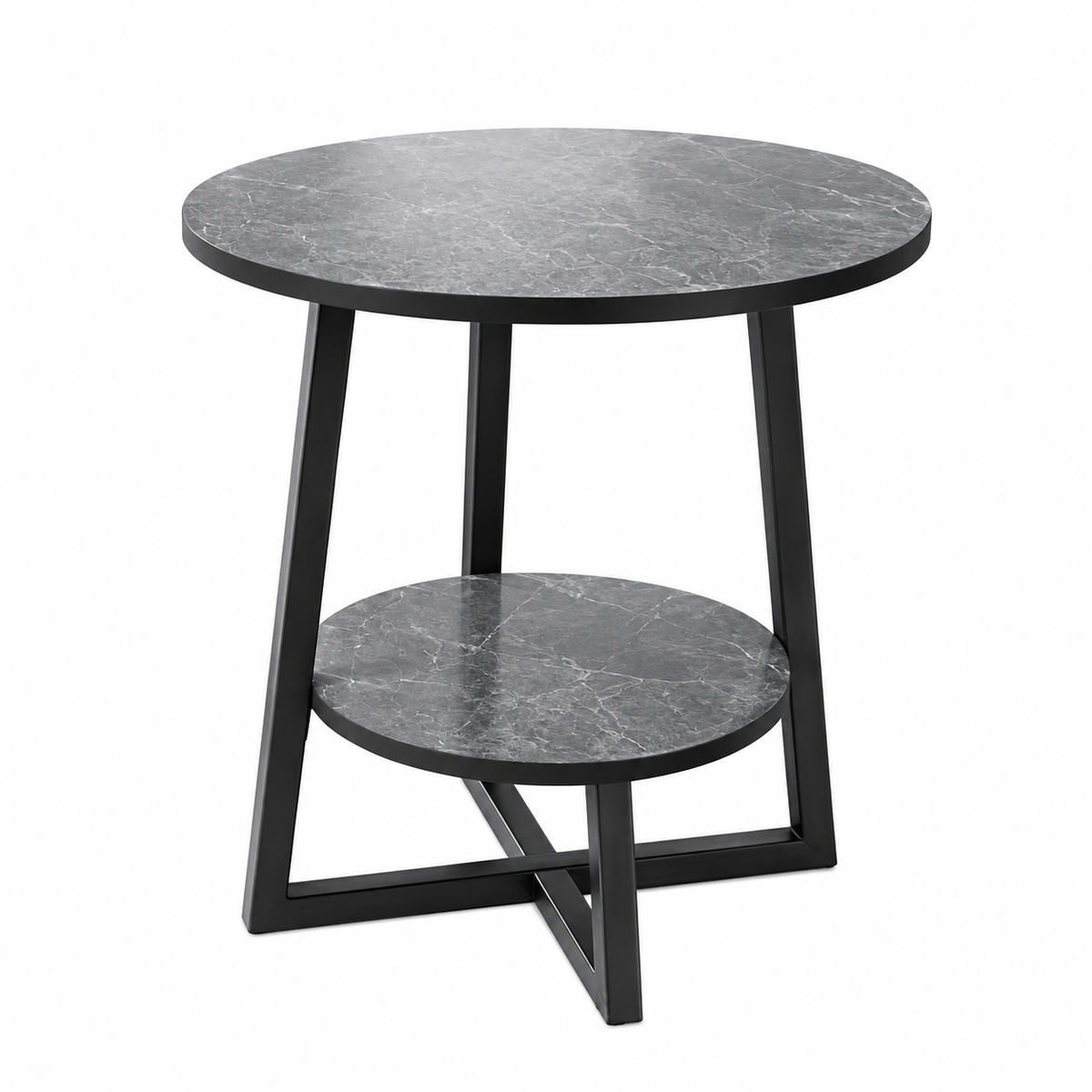 Two-Tier Faux Marble Side Table