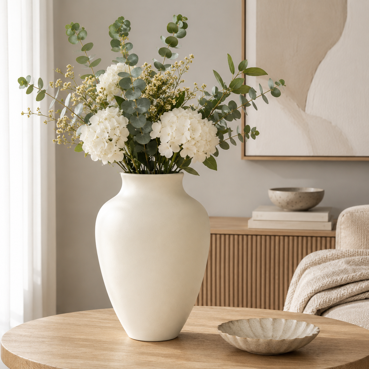 Modern Matte Ceramic Table Vase – Nordic Decorative Flower Urn for Living Room & Home Decor
